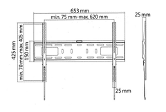 Cabletech Univerzalni LED TV nosilec 37-70", 50kg, 25mm odmik od zidu, črni
