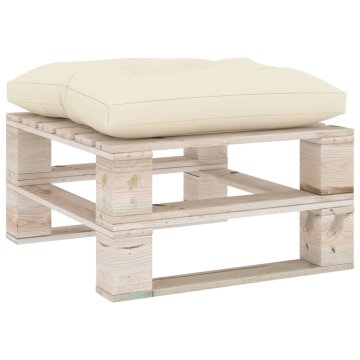 Vidaxl Vrtni tabure iz palet s krem blazino borovina