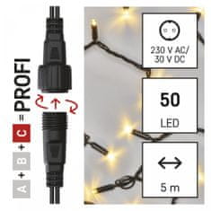 Emos Profi LED povezovalna veriga, črna, 5 m, zunanja/notranja, topla bela