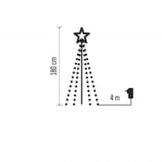 Emos LED božična jelka, kovinska, 180 cm, zunanja/notranja, hladna bela, časovnik