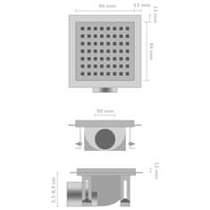 Vidaxl Kanaleta za tuš 15x15 cm nerjaveče jeklo