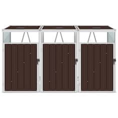 Vidaxl Trojna lopa za smetnjake rjava 213x81x121 cm jeklo