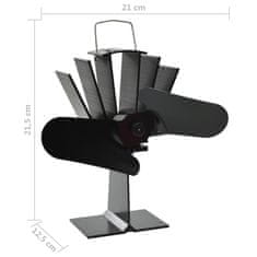 Greatstore Ventilator za kamin na toploto z 2 kriloma črn