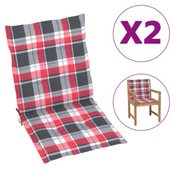 Vidaxl Blazine za vrtne stole 2 kosa rdeče karo 100x50x3 cm oxford