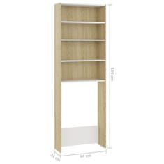Vidaxl Omara za pralni stroj bela in sonoma hrast 64x24x190 cm