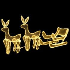 shumee Božični okras 2 jelena in sani z mrežo s 648 LED lučkami