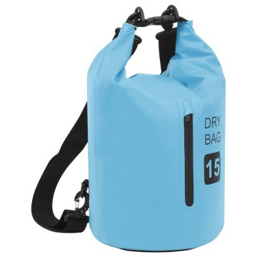 Vidaxl Torba Dry Bag z zadrgo modra 15 L PVC