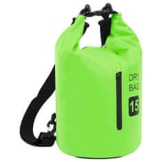 Greatstore Torba Dry Bag z zadrgo zelena 15 L PVC