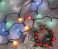 Emos božična cherry veriga – kroglice, 30 m, zunanja in notranja, večbarvna, časovnik