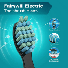 FairyWill Nastavek za električno zobno ščetko, črni - 4 kosi
