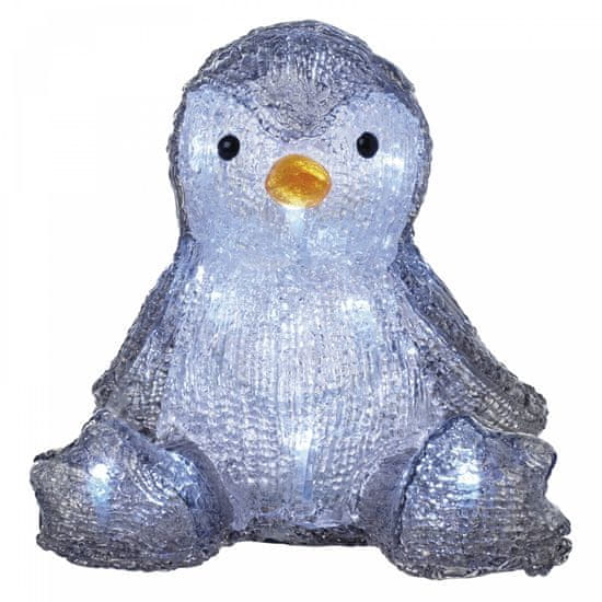 Emos LED božični pingvin, 20 cm, 3× AA, notranji, hladno bel, časovnik