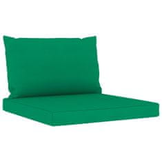 Greatstore Vrtna sedežna garnitura 3-delna z zelenimi blazinami