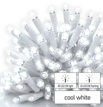 Emos svetlobna veriga, 50 LED, 3 m, utripajoča, hladno bela