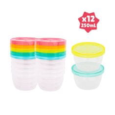 Badabulle sklede s pokrovi MAXI FUN COLORS 250ml komplet 12ks