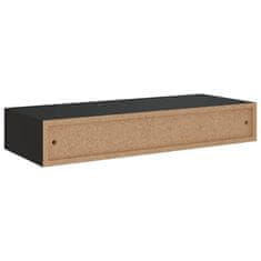 Greatstore Stenska polica s predalom črna 60x23,5x10 cm mediapan
