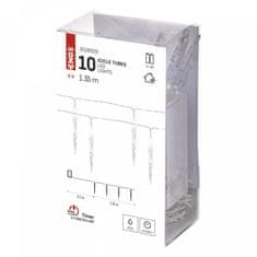 Emos LED božične ledene sveče, 10x, 1,35 m, 2x AA, notranja, hladna bela, časovnik
