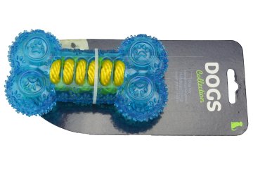 Zaparevrov Gumijasta kost z vrvjo v notranjosti DOGS (14 cm), modra