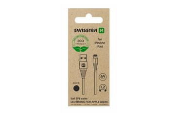 SWISSTEN Podatkovni kabel USB / Lightning, 1,2 m, črn, ekološko pakiranje