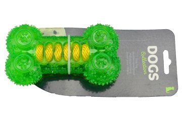 Zaparevrov Gumijasta kost z vrvjo v notranjosti DOGS (14 cm), zelena