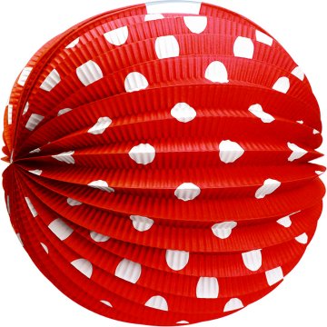 Zaparevrov Papirnata okrogla svetilka, rdeča s pikami, 25 cm, Rappa