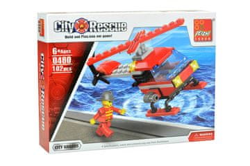 Zaparevrov Otroški komplet 0480, 102 kosa, Mestno reševanje, Gasilski helikopter, Peizhi