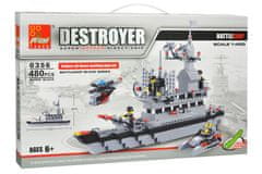 Zaparevrov Otroški komplet 0356, 480 kosov, DESTROYER 1:400, Bojna ladja, Peizhi