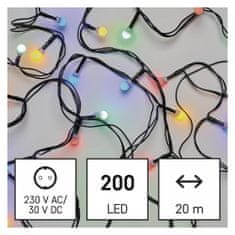 Emos LED božična cherry veriga, kroglice, 20 m, zunanja/notranja, večbarvna, programi