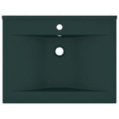 Vidaxl Razkošen umivalnik z luknjo mat temno zelen 60x46 cm keramičen