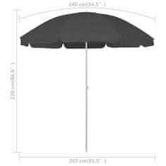 Vidaxl Senčnik za na plažo antraciten 240 cm
