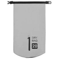 Vidaxl Torba Dry Bag z zadrgo siva 20 L PVC