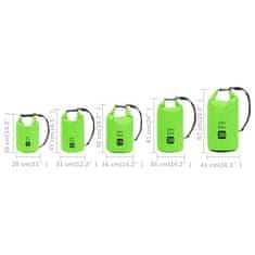 Vidaxl Torba Dry Bag zelena 15 L PVC