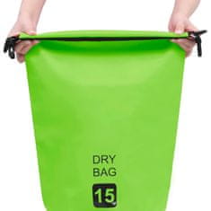 Vidaxl Torba Dry Bag zelena 15 L PVC