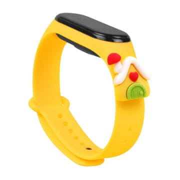 HURTEL Božični pašček za Xiaomi Mi Band 5/6, silikonski, z motivom hiše - Rumena