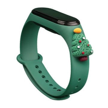 HURTEL Hurtel božični pašček za Xiaomi Mi Band 3/4, temno zelena, božično drevo