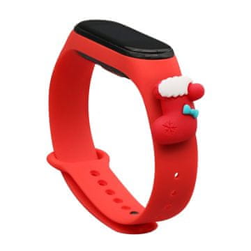 HURTEL Hurtel božični pašček za Xiaomi Mi Band 3/4, rdeč, nogavička