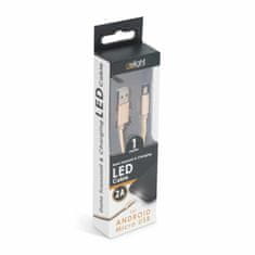 Delight Podatkovni kabel - MicroUSB - z LED lučko - zlat - 1 m