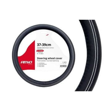 AMIO Prevleka za volan črna z belo črto M (37-39cm)