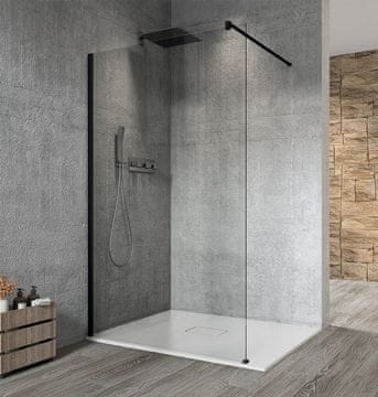 Gelco VARIO Črna mat stenska tuš zavesa s črnim steklom, 1300 mm - Premium kakovost