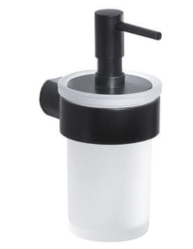 Gedy PIRENEI stenski dozirnik mila 110 ml, mat črno mlečno steklo