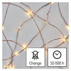 Emos 75 LED nano veriga s časovnikom, 7,5 m, IP44, topla bela, s časovnikom, zelena