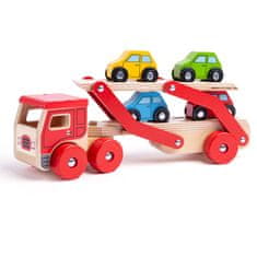 Bigjigs Toys Leseni tovornjak z avtomobili