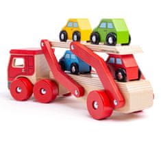 Bigjigs Toys Leseni tovornjak z avtomobili