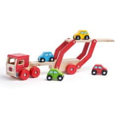 Bigjigs Toys Leseni tovornjak z avtomobili