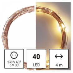 Emos 40 LED nano veriga, 4 m, IP44, toplo bela, bronasta