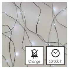 Emos 40 LED nano svetlobna veriga, 4 m, IP44, hladno bela, s časovnikom, srebrna