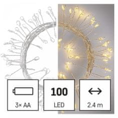 Emos LED božična nano veriga, jež, 2,4 m, 3x AA, notranja, topla bela, časovnik - odprta embalaža