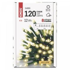 Emos LED božična veriga, 12 m, zelena, za notranjo in zunanjo uporabo, topla bela svetloba