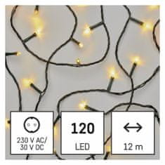 Emos LED božična veriga, 12 m, zelena, za notranjo in zunanjo uporabo, topla bela svetloba
