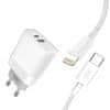 hišni polnilec L64 QC3.0/ PD USB-C,18W + kabel lightning, bel