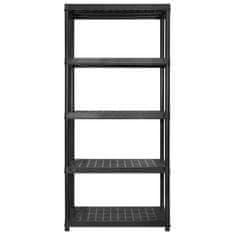 Vidaxl Regal s policami 5-nadstropni črn 340x40x185 cm plastika